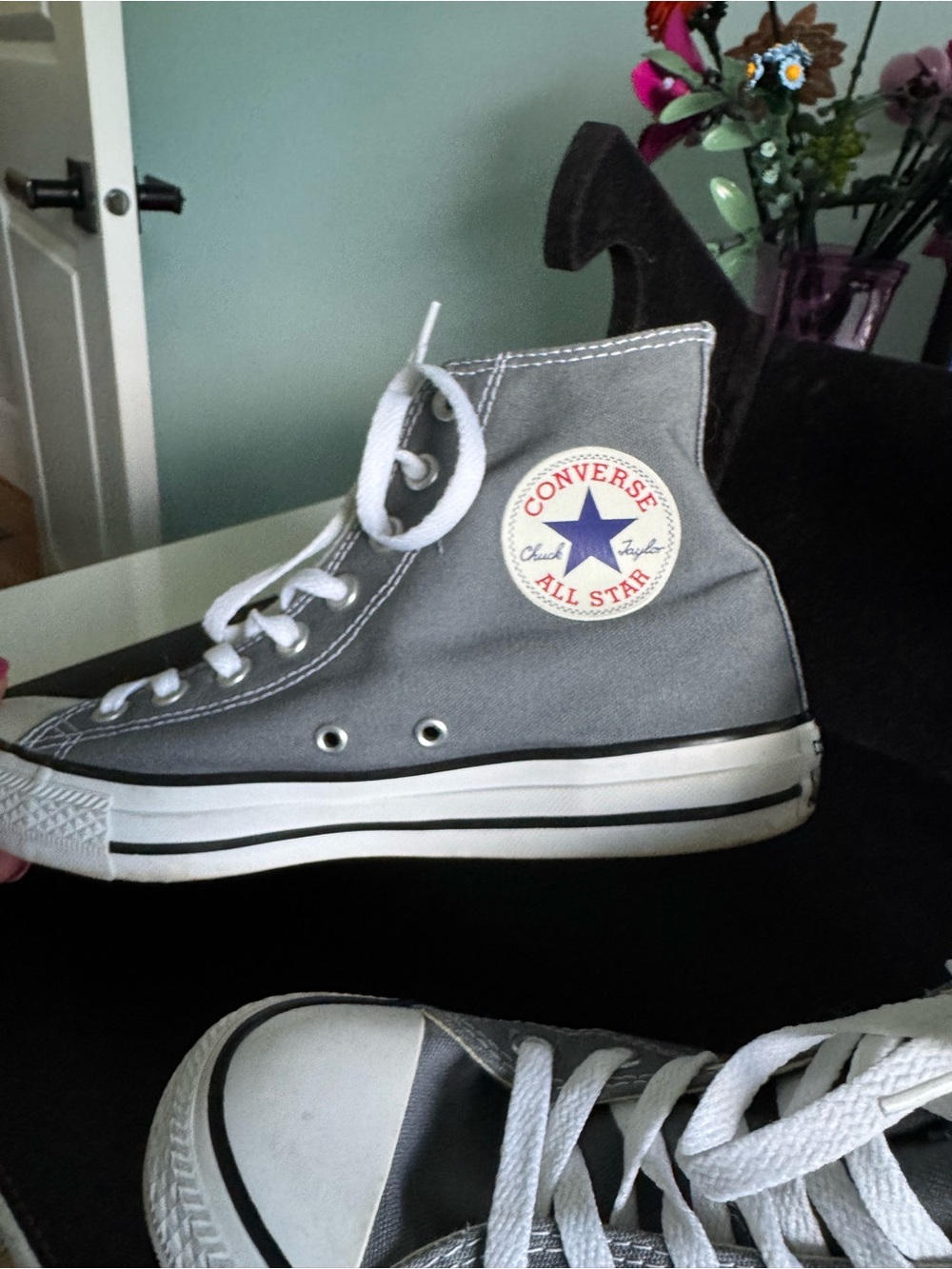 Converse High Top Sneakers - Gray and White - Picture 3 of 6
